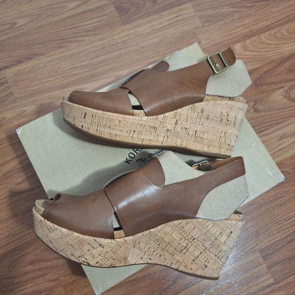 Kork-Ease Alex Boho Leather Wedge Platform Sandals Brown Comfort Slingback Sz 10 - Picture 5 of 12